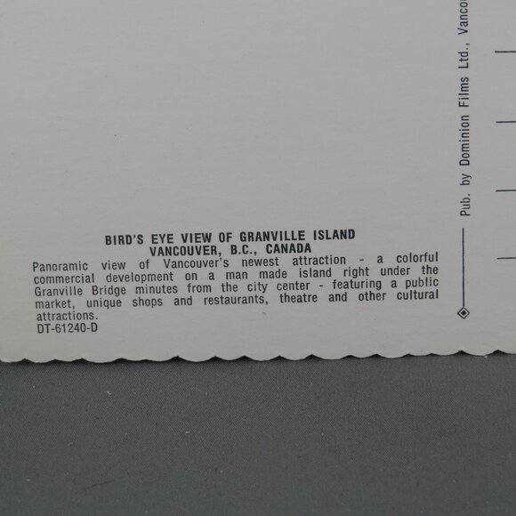 Vintage Postcard - Granville Island Birds Eye View - Dexter Press - Picture 3 of 4